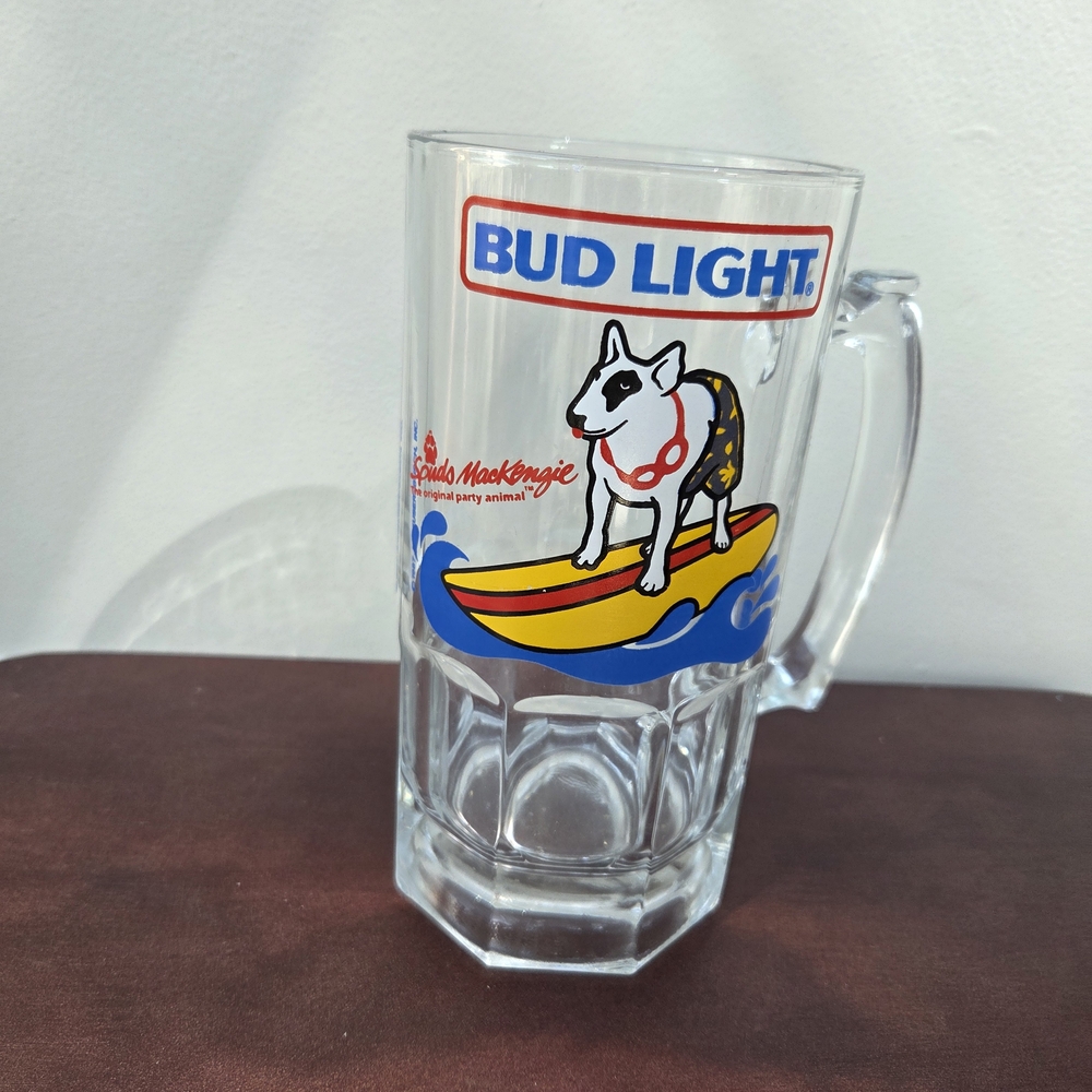 Budweiser Clear Glass Mug with Colorful Design